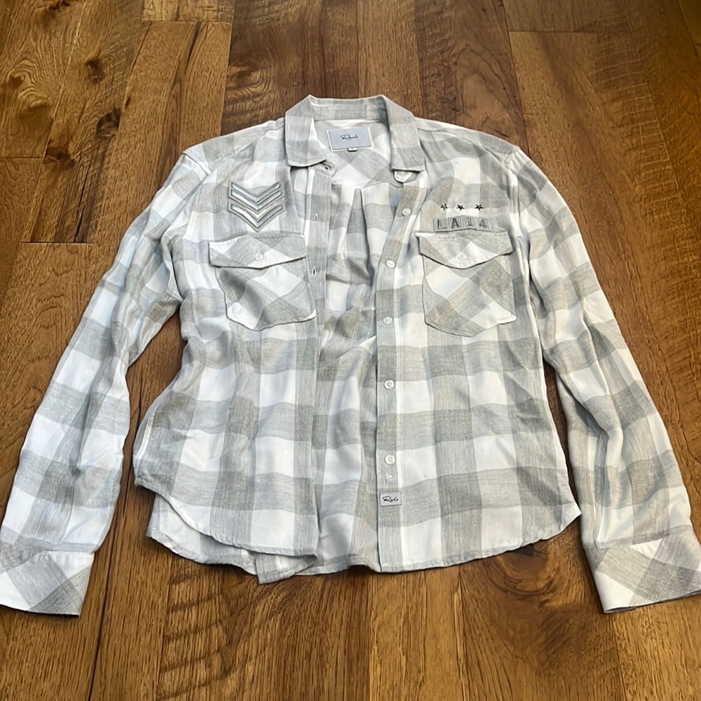 Rails Woman’s LA14 Grey Plaid Button Down Size XS